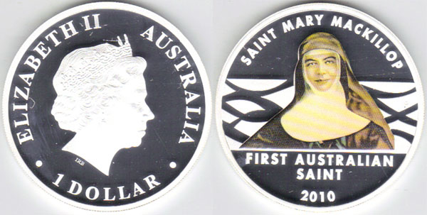 2010 Australia silver $1 (Mary MacKillop)